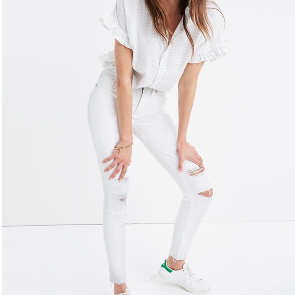 Madewell 9” high-rise, skinny crop jeans (pure white)